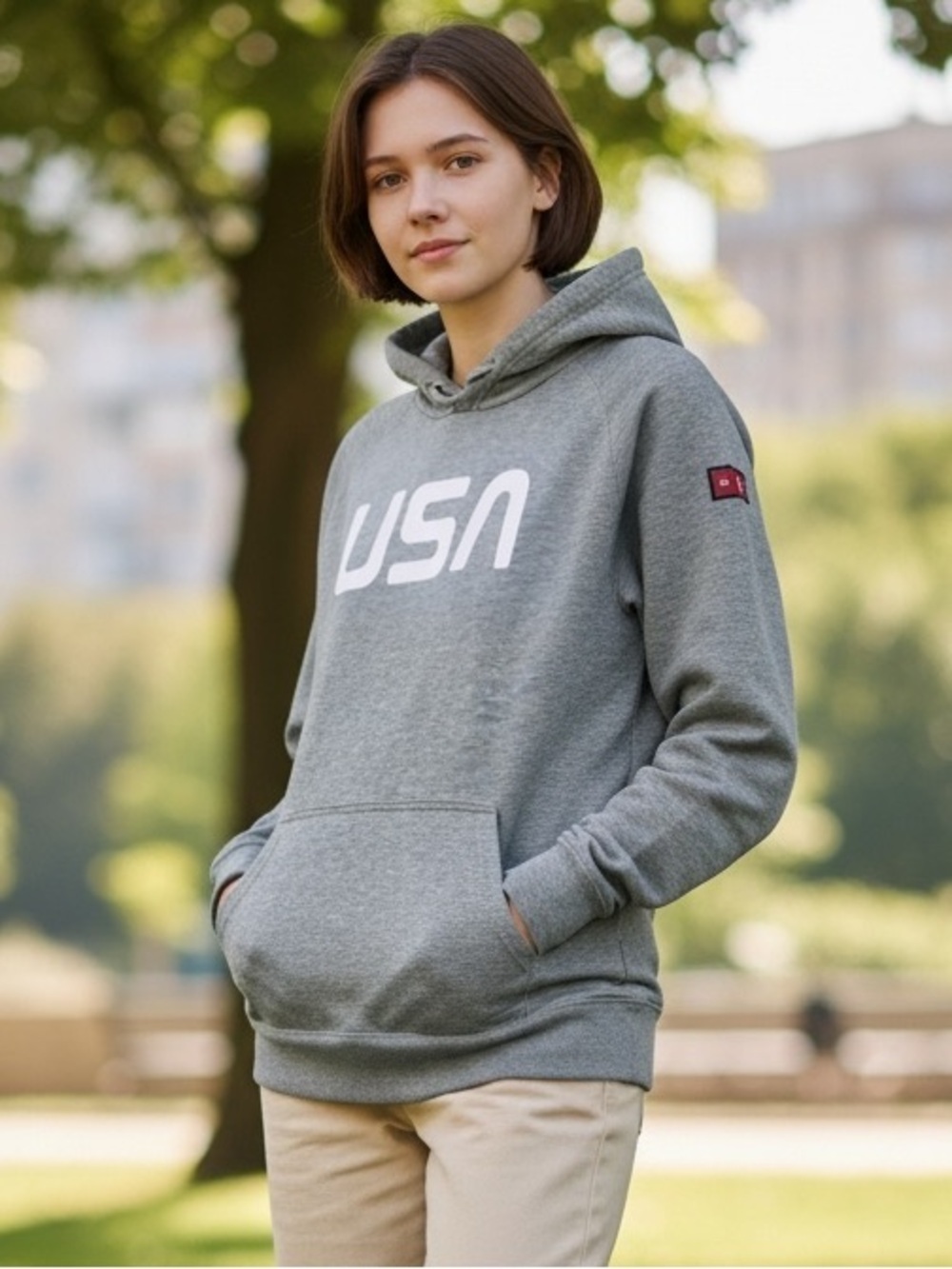 The North Face USA International Collection Pullover Hoodie Grey Women's M